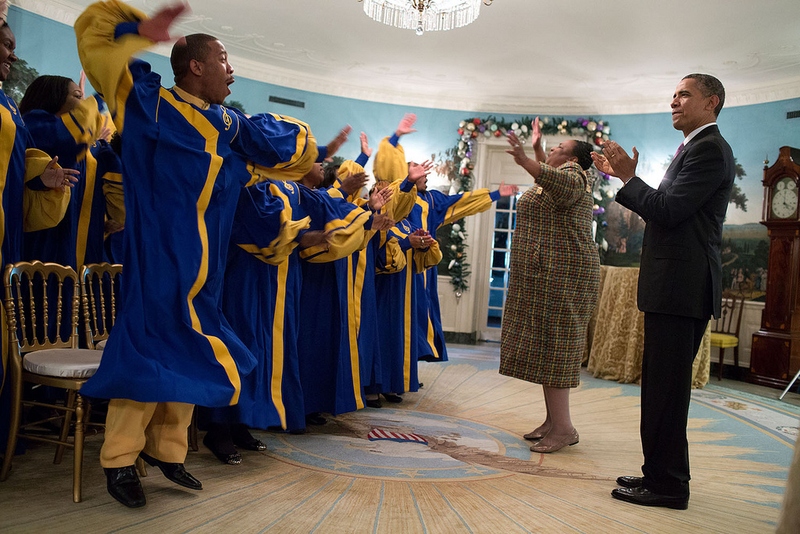 Making a joyful noise for President Barack Obama on Dec. 11, 2013. Pete Souza